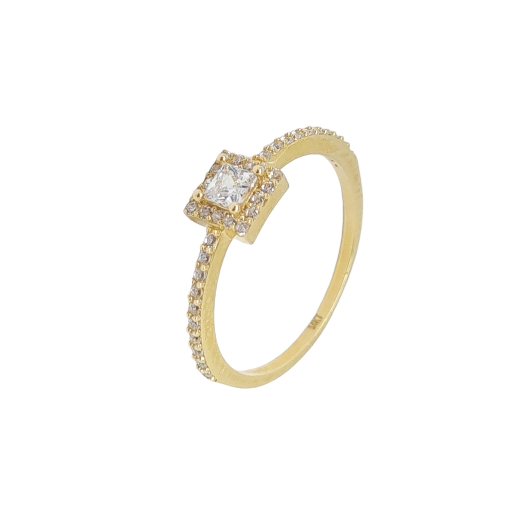 Single stone k14 gold ring with zirkon (S232662)